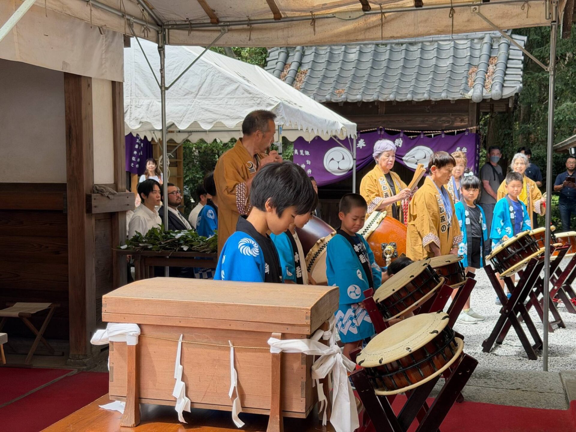 上之雷電神社 例大祭 子どもたちのお囃子 太鼓の奉納 熊谷